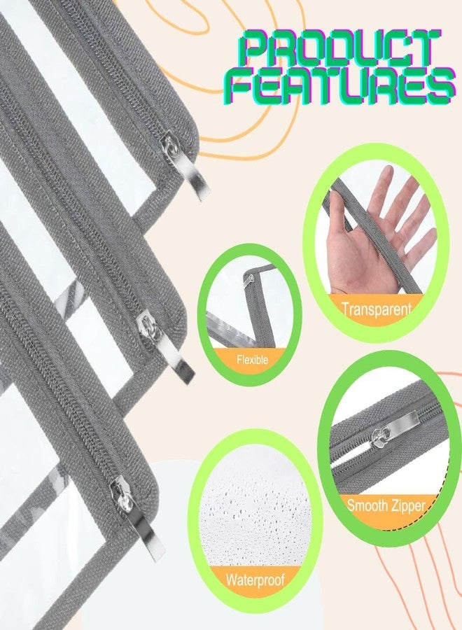 ليفي حقائب ليفي الشفافة المقاومة للماء بسحاب، حقائب أقلام رصاص، حقائب مكياج من مادة PVC، مظاريف، حقائب تخزين ملفات، حقائب متعددة الأغراض، حقائب تنظيم ملفات المستندات، لوازم مكتبية - عبوة من 6 قطع (رمادي) - Image 3